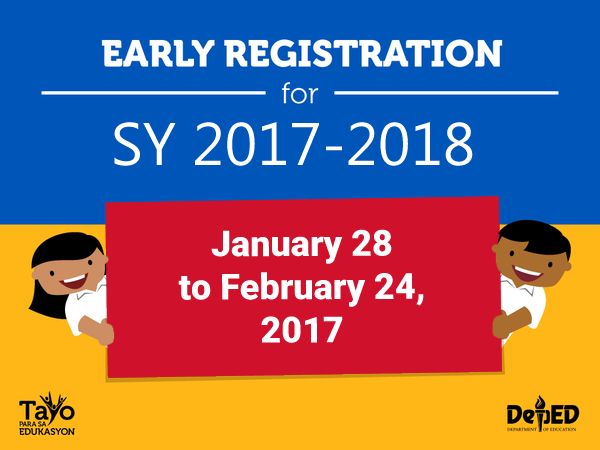 DepEd Early Regisration for SY 2017-2018